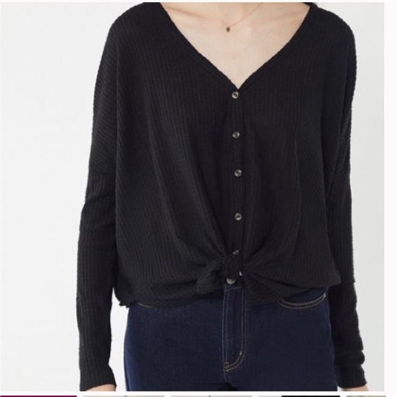 Sky and Sparrow Black V neck Button Down Sweater - Picture 1 of 5